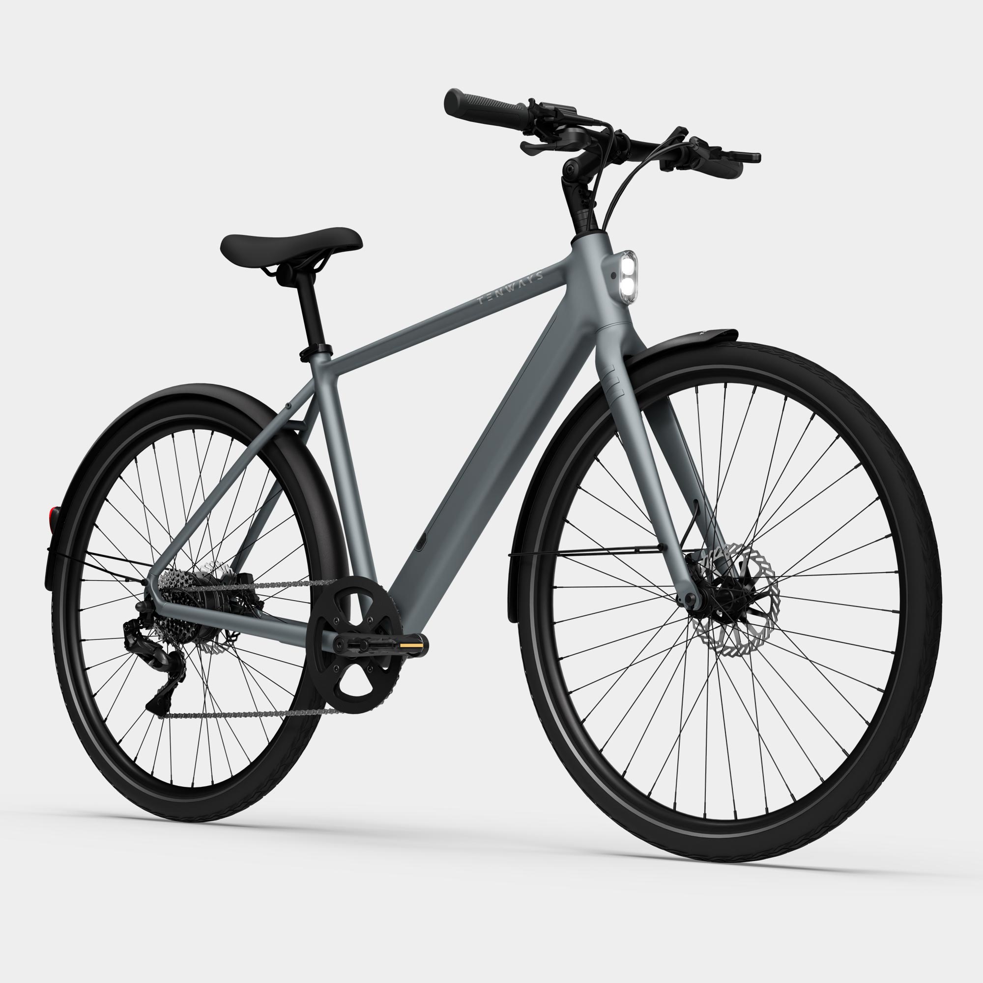Tenways CGO 600 Plus: das leichte und erschwingliche Urban E-Bike gibts jetzt auch mit Kettenschaltung 1 Tenways CGO 600 Plus Urban E Bike Pebble Grey Front